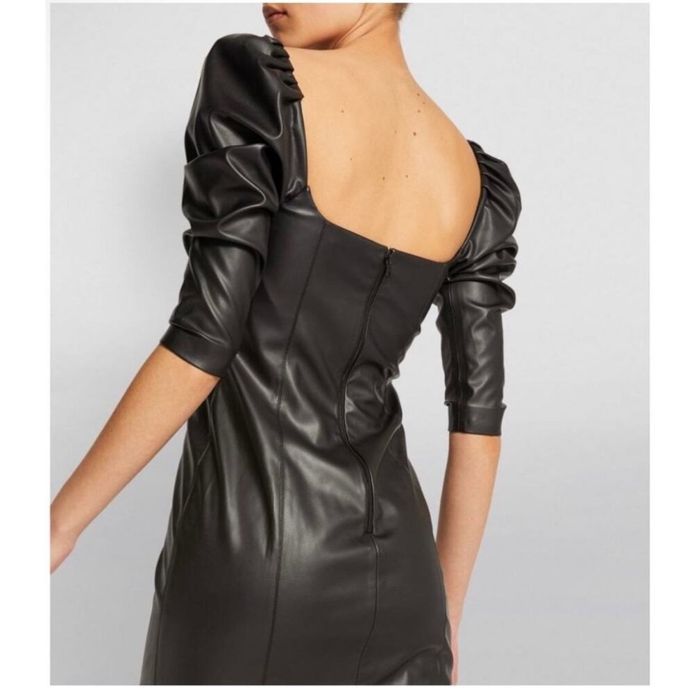 Alice + Olivia Black Faux Leather Long Sleeve Dress